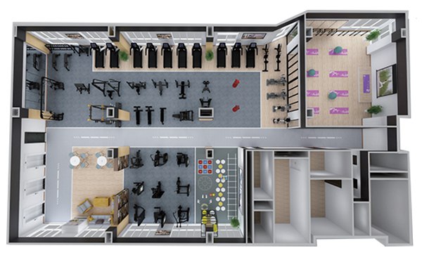 200-500平方健身房配置方案-广西haobotiyu-好博健身器材有限公司